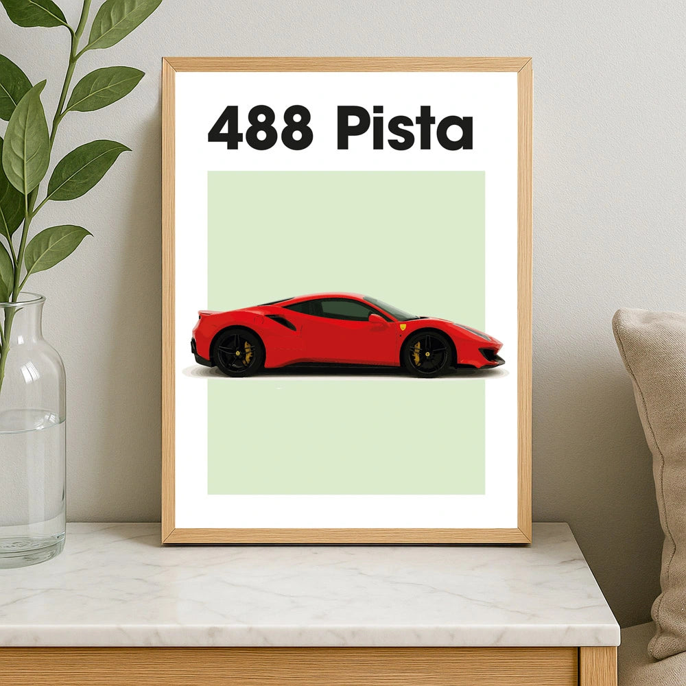 Ferrari Pista 488 Auto Poster