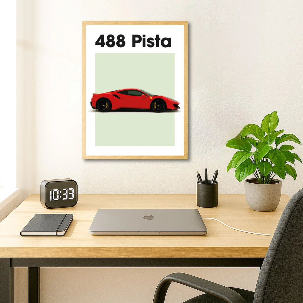 Ferrari Pista 488 Auto Poster