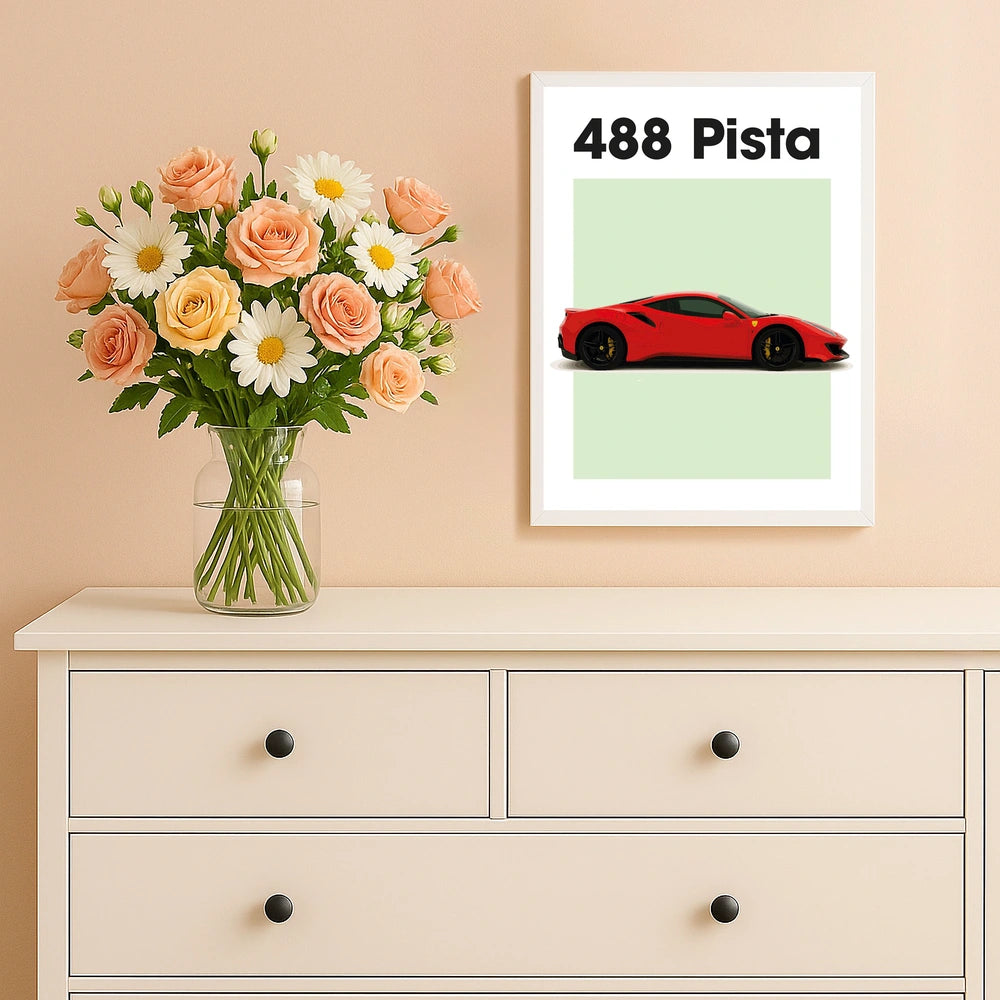 Ferrari Pista 488 Auto Poster