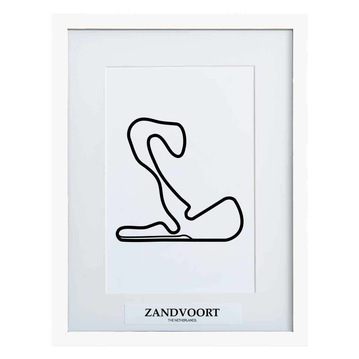 Poster Zandvoort Wit Zwart Hout 3D