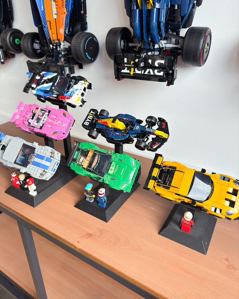 De drie soorten stands voor LEGO Speed Champions