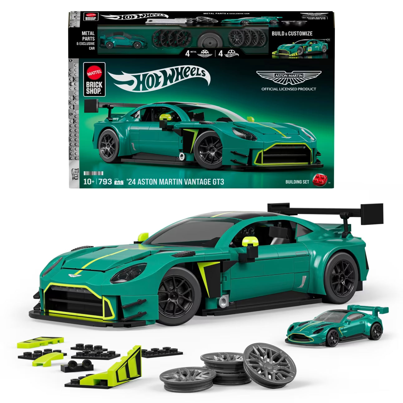 Mattel Brick Shop Hot Wheels ’24 Aston Martin Vantage GT3 Building set