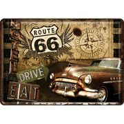 Metalen postkaart Route 66 Road Trip | Nostalgic-Art