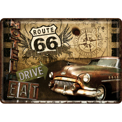 Metalen postkaart Route 66 Road Trip | Nostalgic-Art