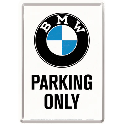 Metalen postkaart BMW Parking Only | Nostalgic-Art