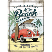 Metallpostkarte VW Bulli Beach | Nostalgic-Art