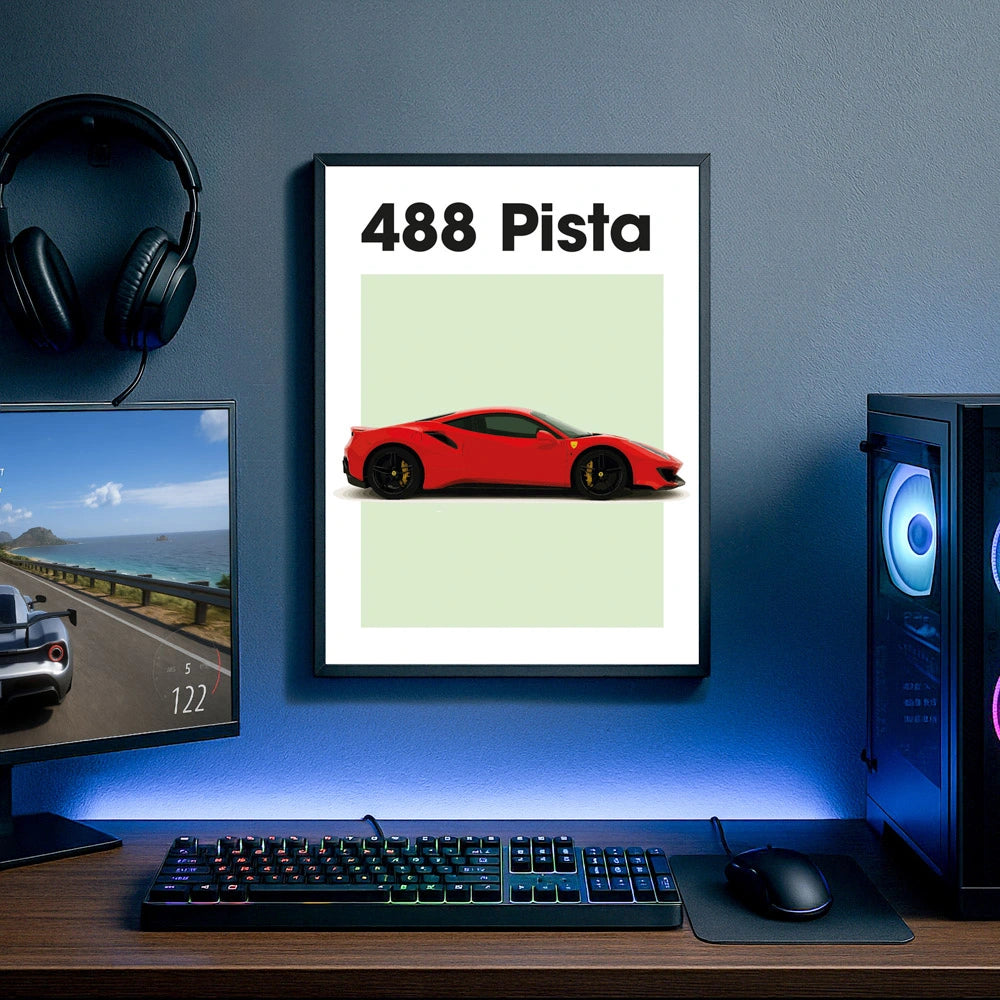 Ferrari Pista 488 Auto Poster