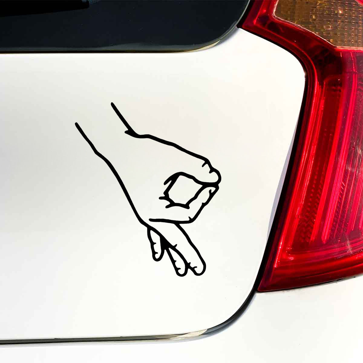 Cirkel Spel auto sticker achterkant rondje mannetje vingers