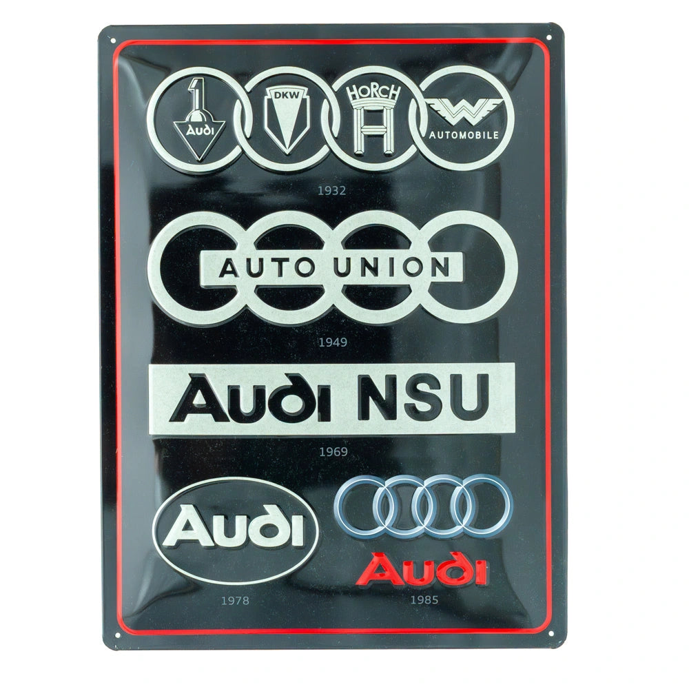 Metalen wandbord Audi Logo Evolution 30x40cm | Nostalgic-Art