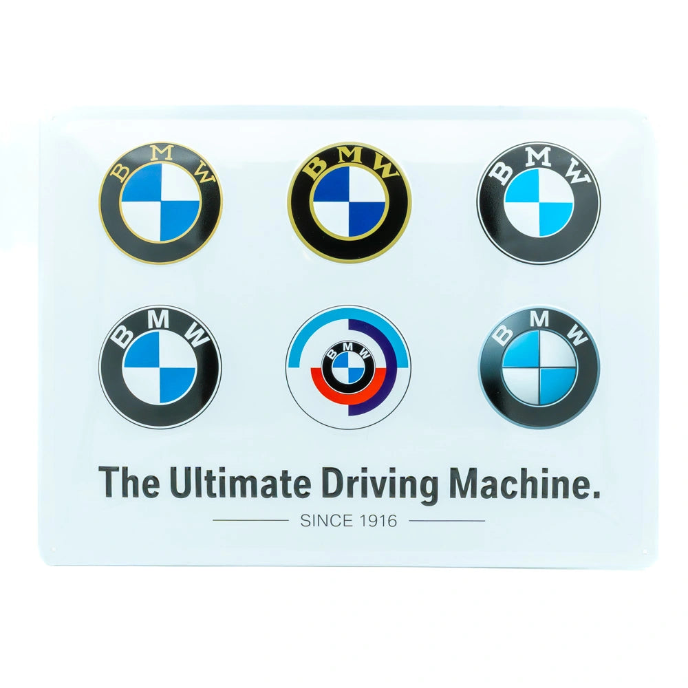 Metalen wandbord BMW Logo evolution 30x40 | Nostalgic-Art