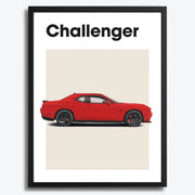 Dodge Challenger Auto rood Poster