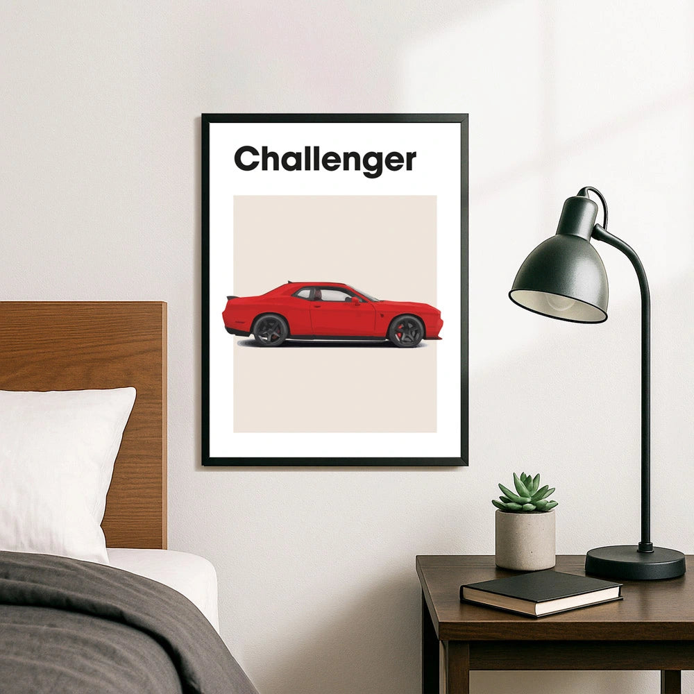 Dodge Challenger Auto rood Poster