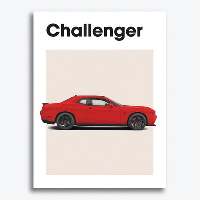 Dodge Challenger Auto rood Poster