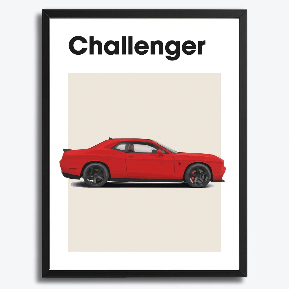 Dodge Challenger Auto rood Poster
