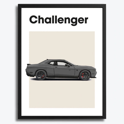 Dodge Challenger Auto Poster Grijs
