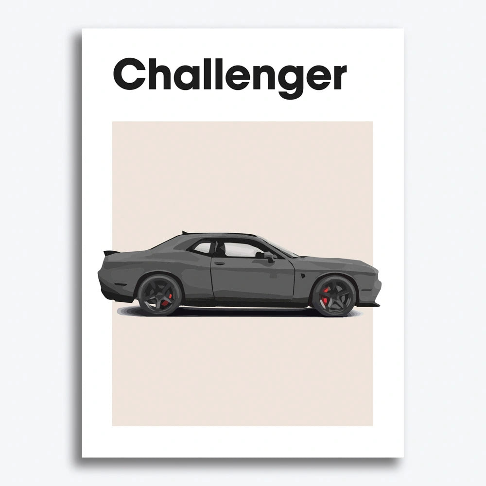Dodge Challenger Auto Poster Grijs