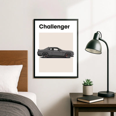 Dodge Challenger Auto Poster Grijs