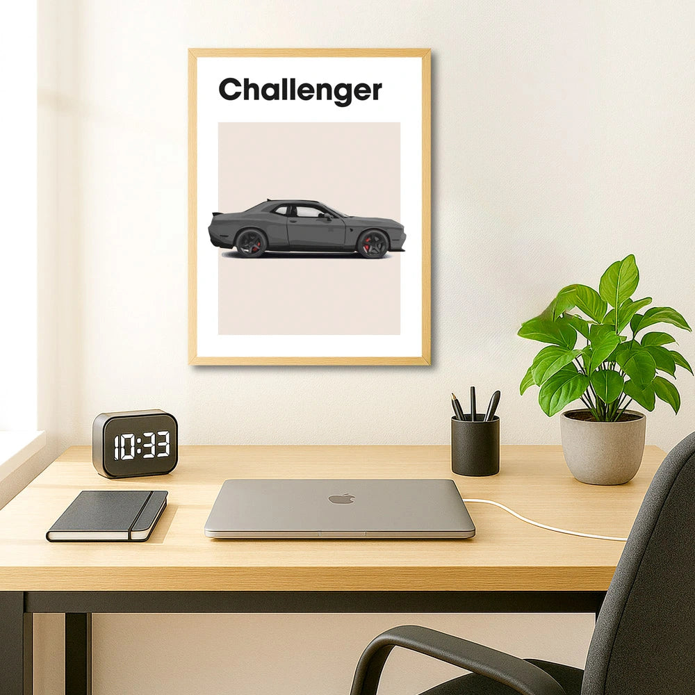 Dodge Challenger Auto Poster Grijs