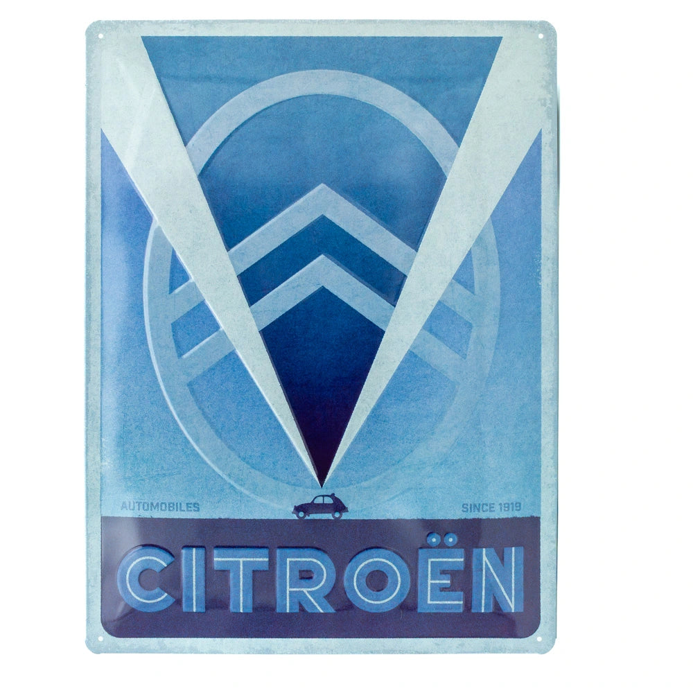 Metalen wandbord Citroën 2CV logo blauw | Nostalgic-Art