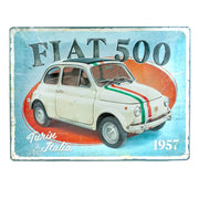 Blechschild Fiat 500 Turin Italia 30x40cm | Nostalgic-Art