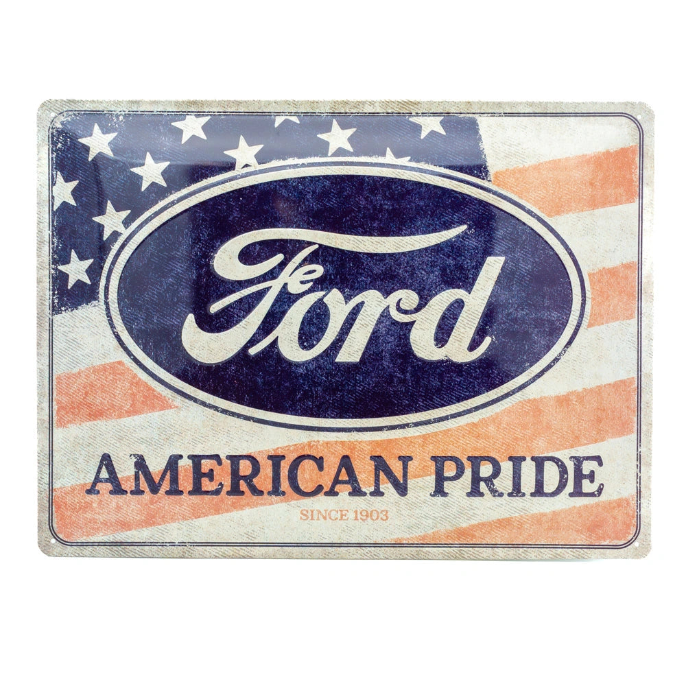 Metalen wandbord Ford Logo American Pride US Flag 30x40cm | Nostalgic-Art