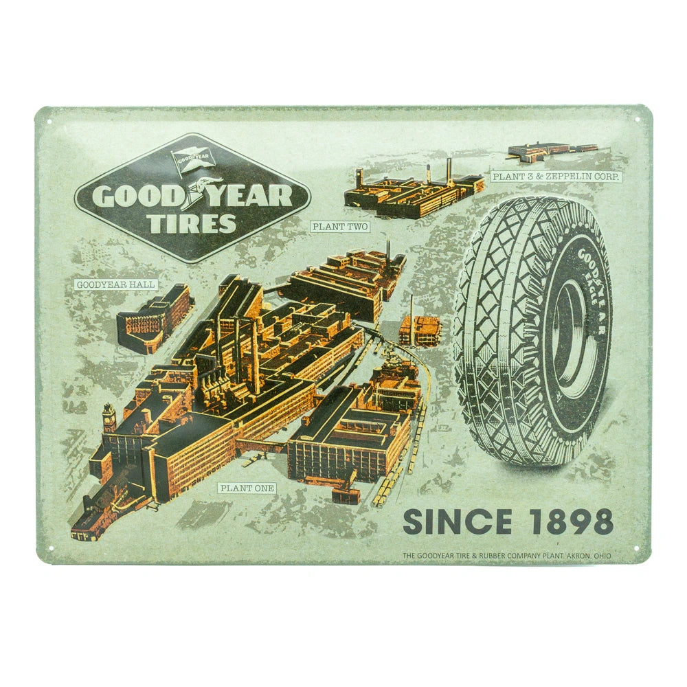 Metalen wandbord Goodyear Fabrieken sinds 1898 30x40cm | Nostalgic-Art