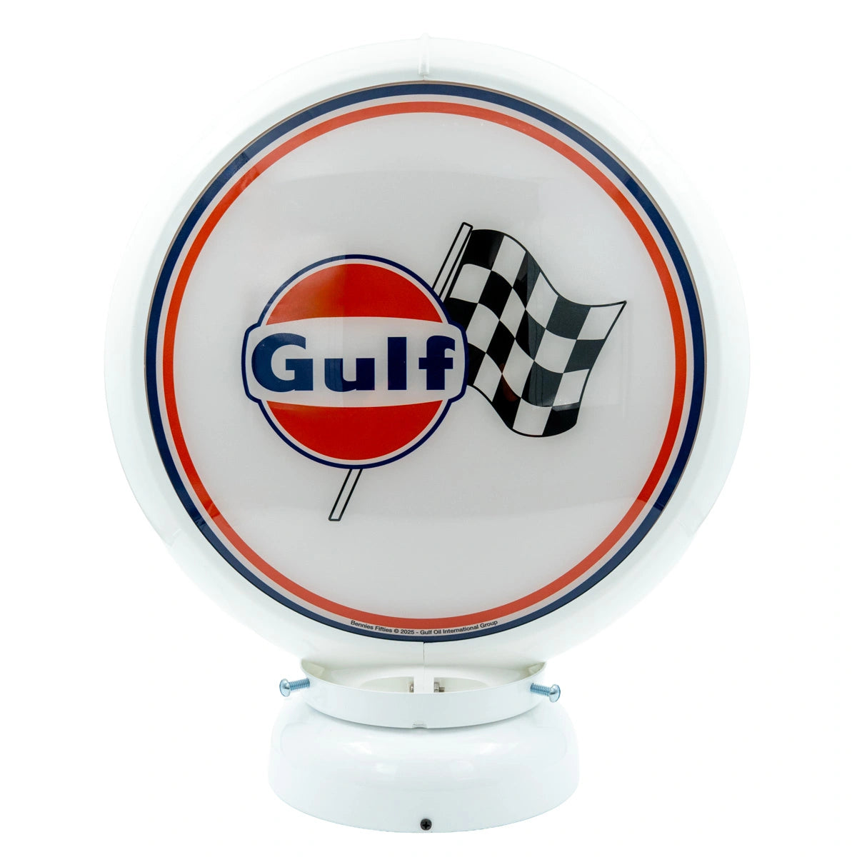 Gulf logo + race vlag benzinepomp globe - Wit