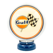 Gulf logo + race vlag benzinepomp globe - Wit/blauw