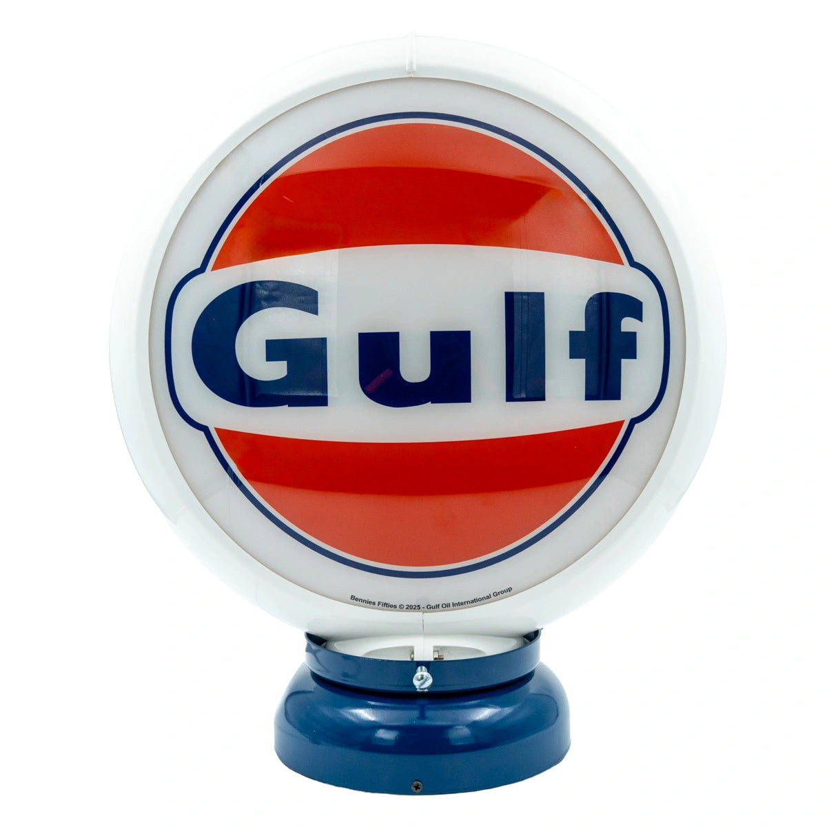 Gulf logo benzinepomp globe - Wit/blauw