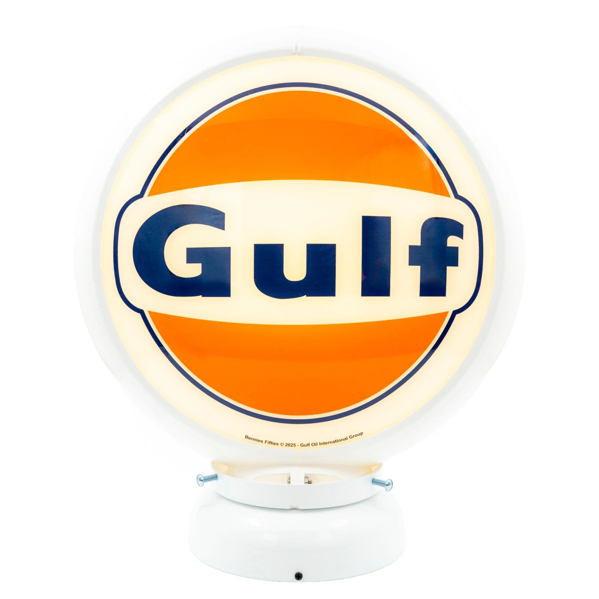 Gulf logo benzinepomp globe - Wit
