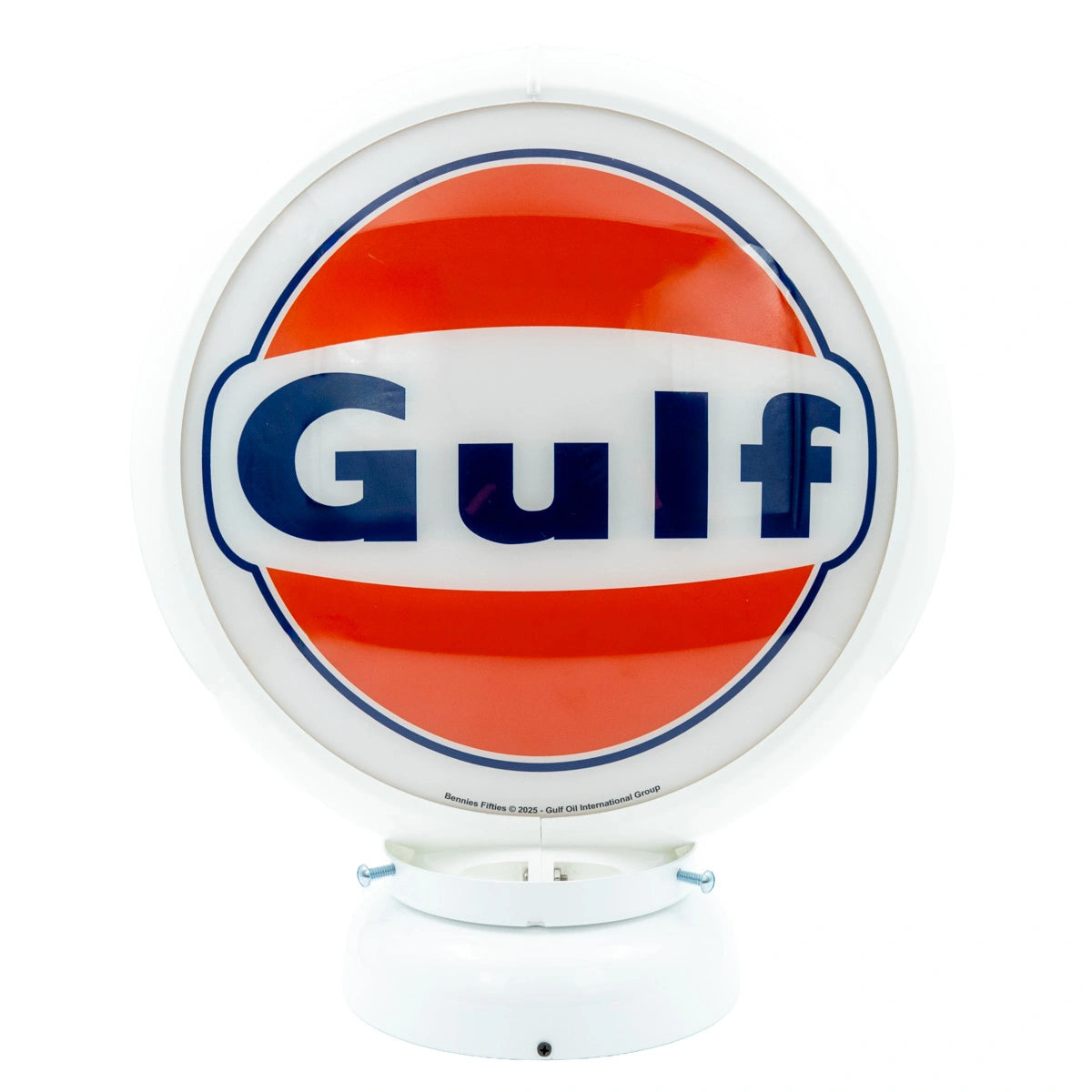 Gulf logo benzinepomp globe - Wit