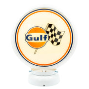 Gulf logo + race vlag benzinepomp globe - Wit