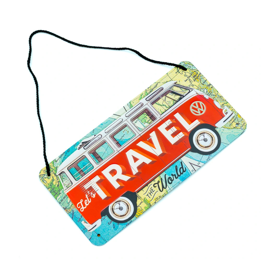 Metalen Bord Volkswagen Bulli Let's Travel Hangend | Nostalgic-Art