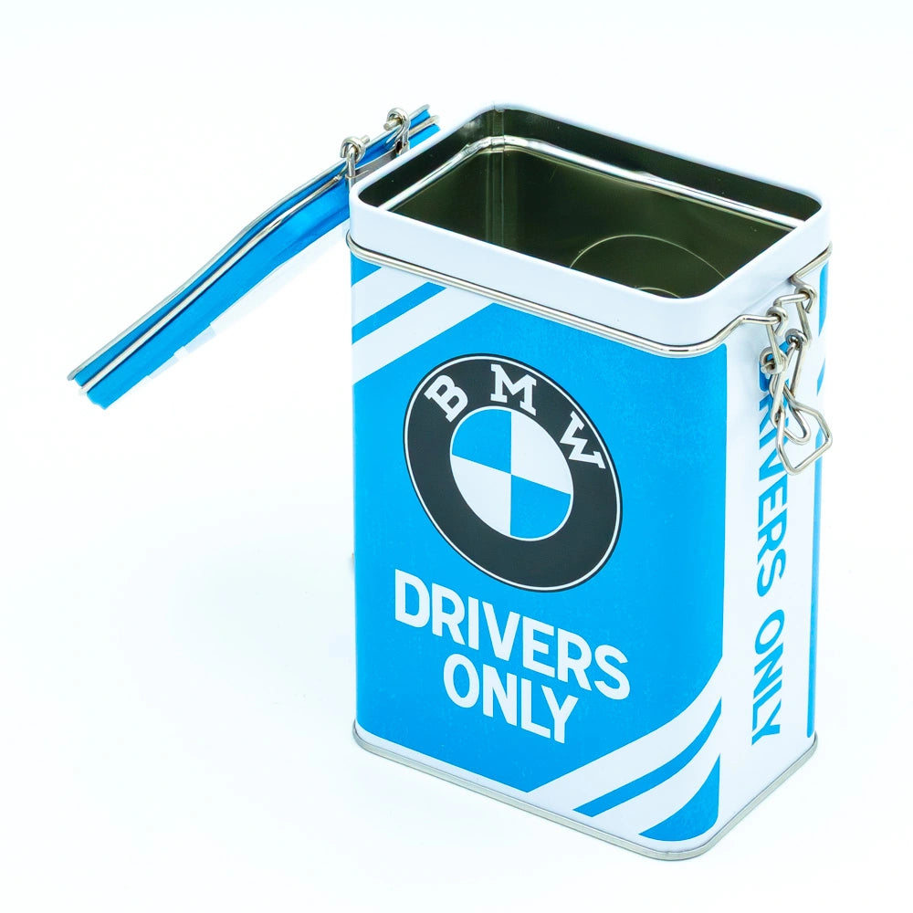Tinnen blik BMW Drivers Only met klipsluiting | Nostalgic-Art