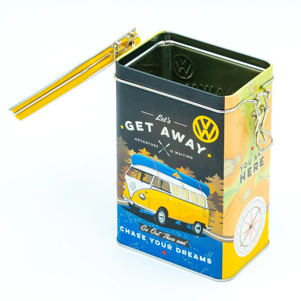 Tinnen blik Volkswagen Let's Get Away met klipsluiting | Nostalgic-Art