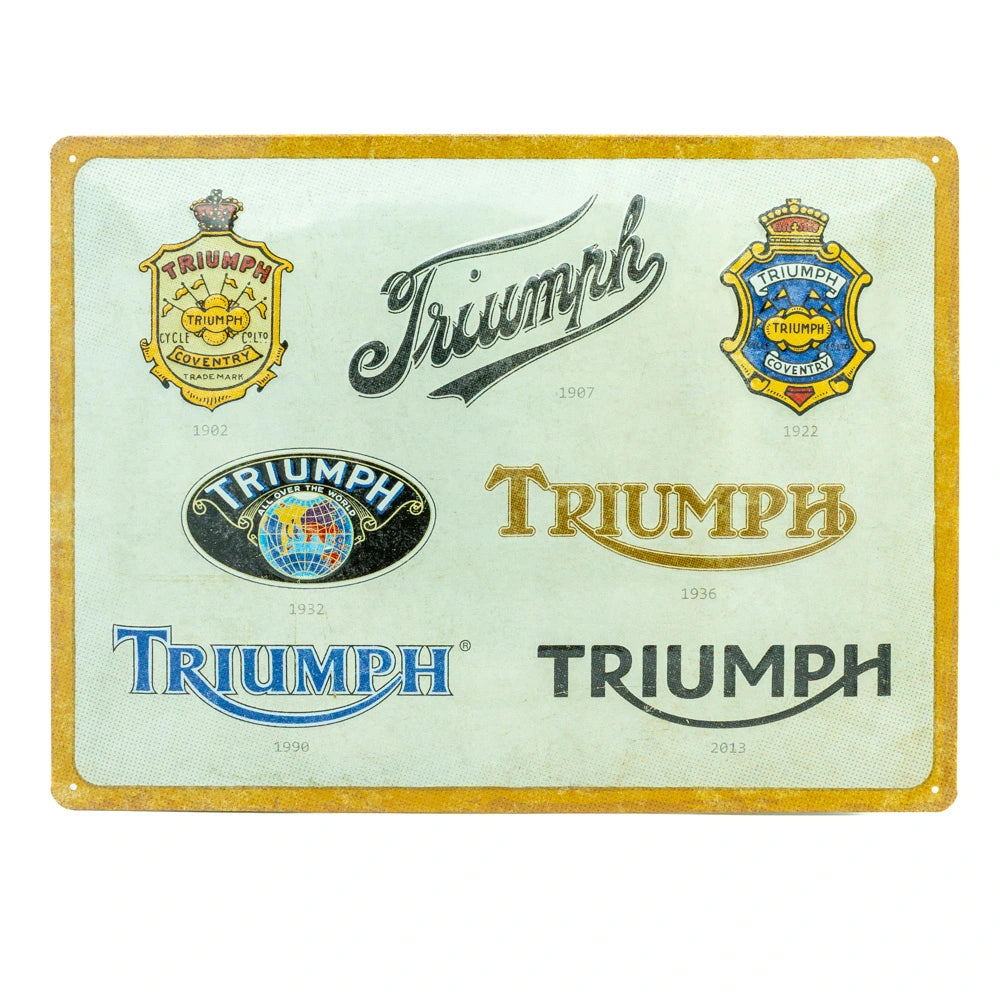 Metalen wandbord Triumph logo evolutie 30x40cm | Nostalgic-Art