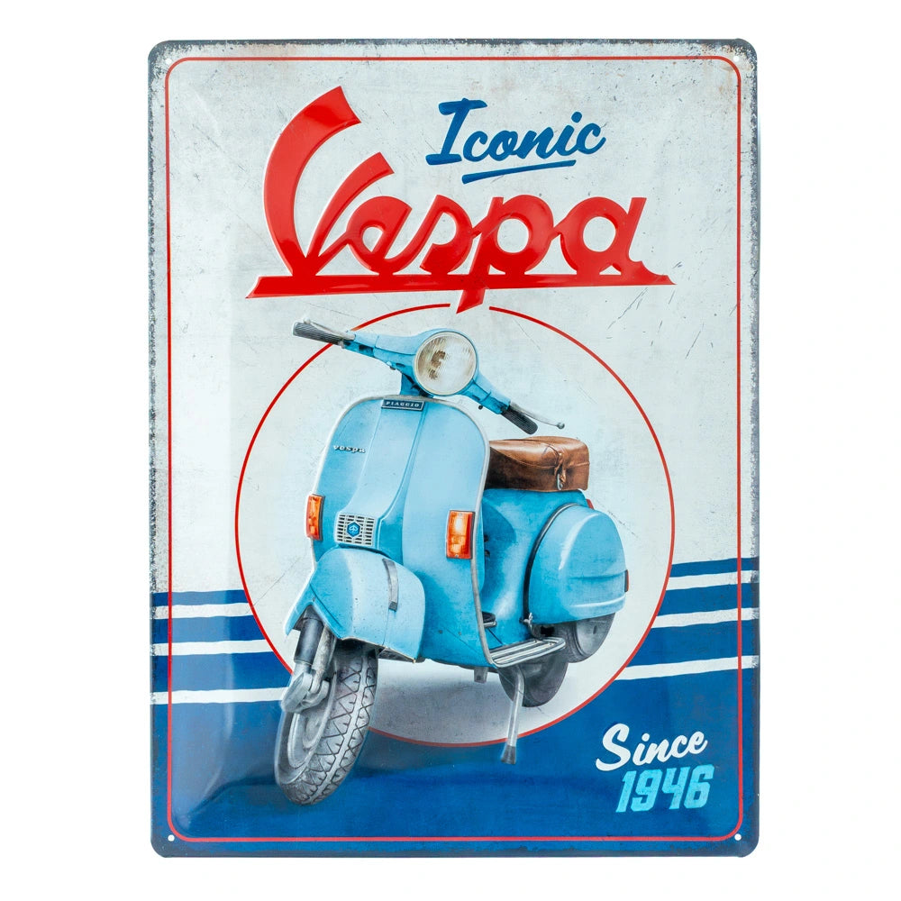 Metalen wandbord Vespa Iconic since 1946 30x40cm | Nostalgic-Art