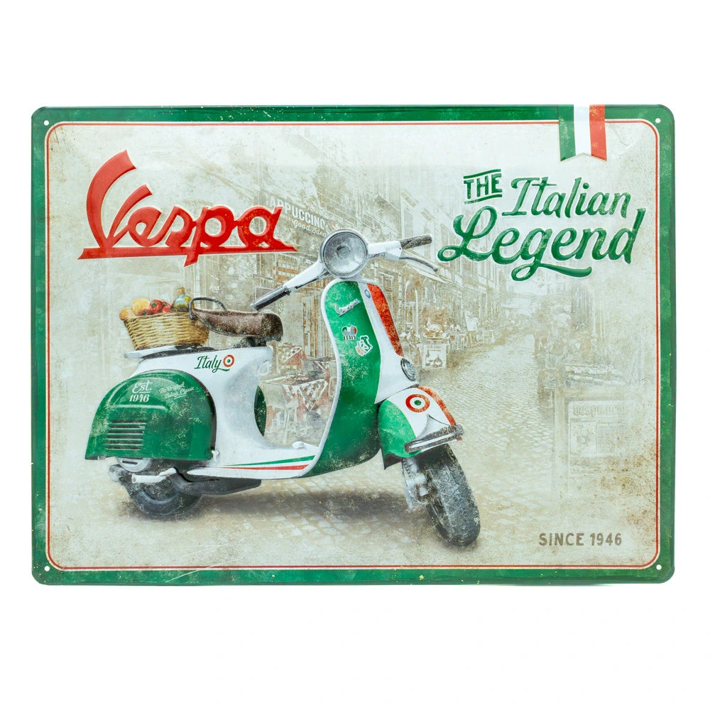 Metalen wandbord Vespa The Italian Legend 30x40cm | Nostalgic-Art