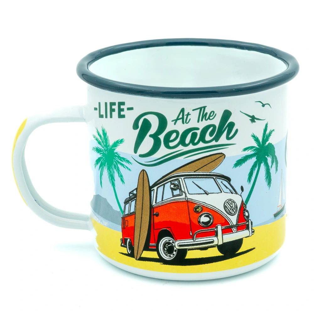 Emaille mok Volkswagen Bulli strand | Nostalgic-Art