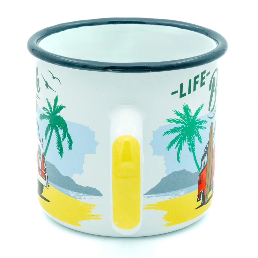 Emaille mok Volkswagen Bulli strand | Nostalgic-Art