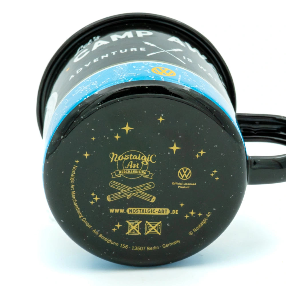 Emaille mok Volkswagen Bulli let's camp away night | Nostalgic-Art