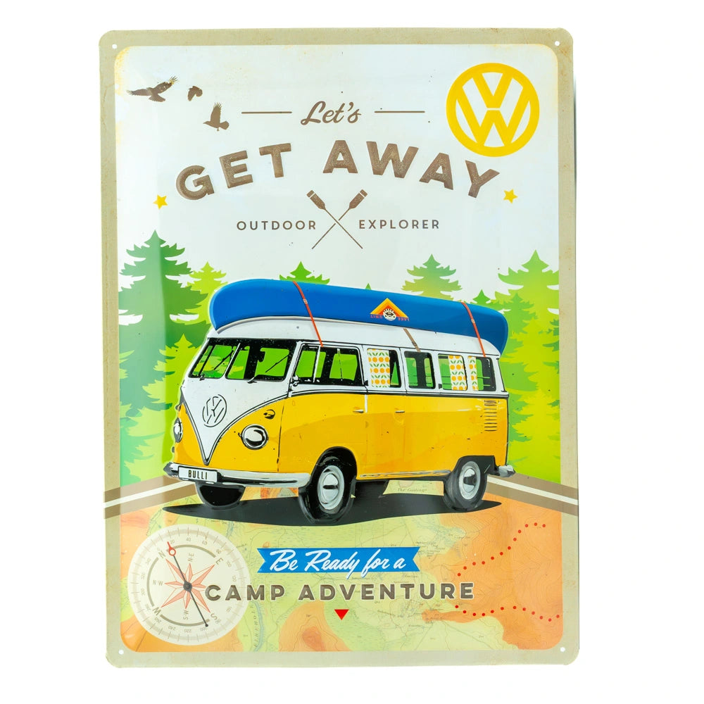 Metalen wandbord Volkswagen Let's Get Away 30x40 cm | Nostalgic-Art