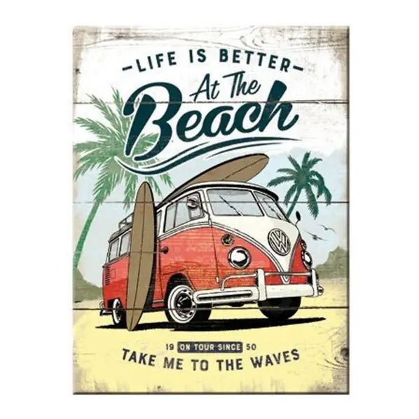 Magneet Volkswagen Bulli Life Is Better At The Beach | Nostalgic-Art