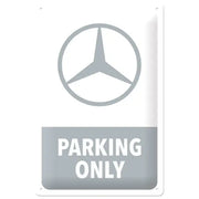 Metal Wall Sign Mercedes-Benz Parking Only White & Grey 20x30 cm | Nostalgic-Art
