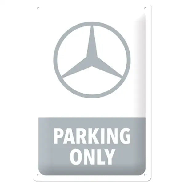 Metal Wall Sign Mercedes-Benz Parking Only White & Grey 20x30 cm | Nostalgic-Art